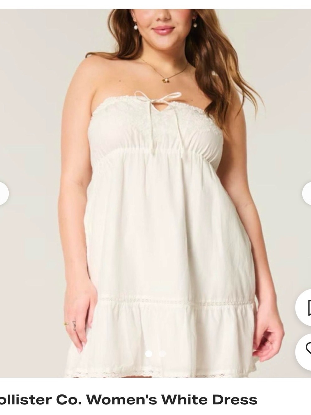 Hollister Ivory Strapless Lace-Trim Sundress